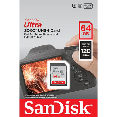 Sandisk Ultra Sdhc Card 64gb 120/140mb/s Class 10