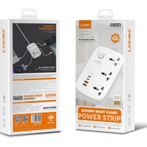 Ldnio Sc3416 65w PD 3 Sockets/ 2 USB Power Strip