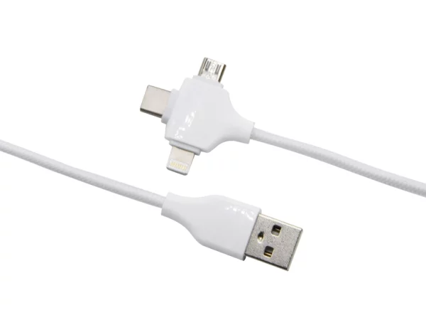 Fast Charging 3 in 1 Multi Ports Smart Phone USB Cable Charger for Type C Micro USB Lightning