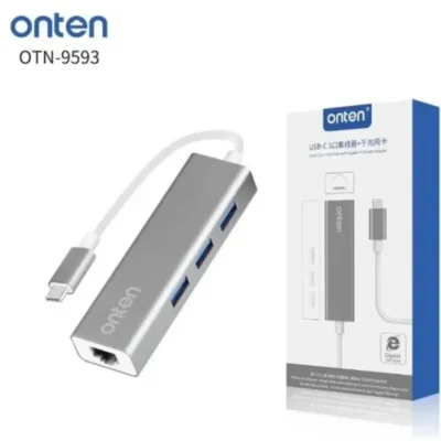 Onten OTN-9593 4 in 1 Usb-C to 3 Ports Usb 3.0 Hub with Lan Adapter