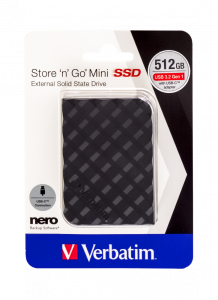Verbatim Store 'n' Go External Mini SSD 512GB with Type-C Adapter