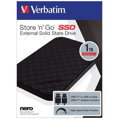 Verbatim Store ‘n’ Go External Mini SSD 1tb with Type-C Adapter