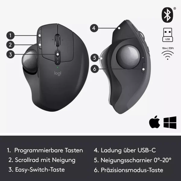 Logitech MX Ergo Advance Wireless Trackball Mouse