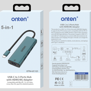 Onten UC123/907 Usb-C to Hdmi 4K 3 Port